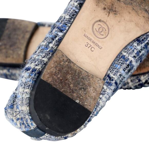 Chanel Tweed 37c Classic Leather Ballerina Ballet Flats CC-S0207P-C004 - Picture 11 of 11